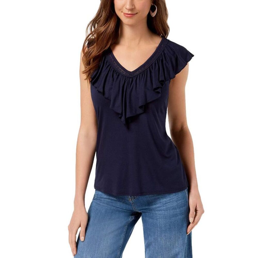 Style & Co V Neck Ruffled Top - Picture 3 of 4
